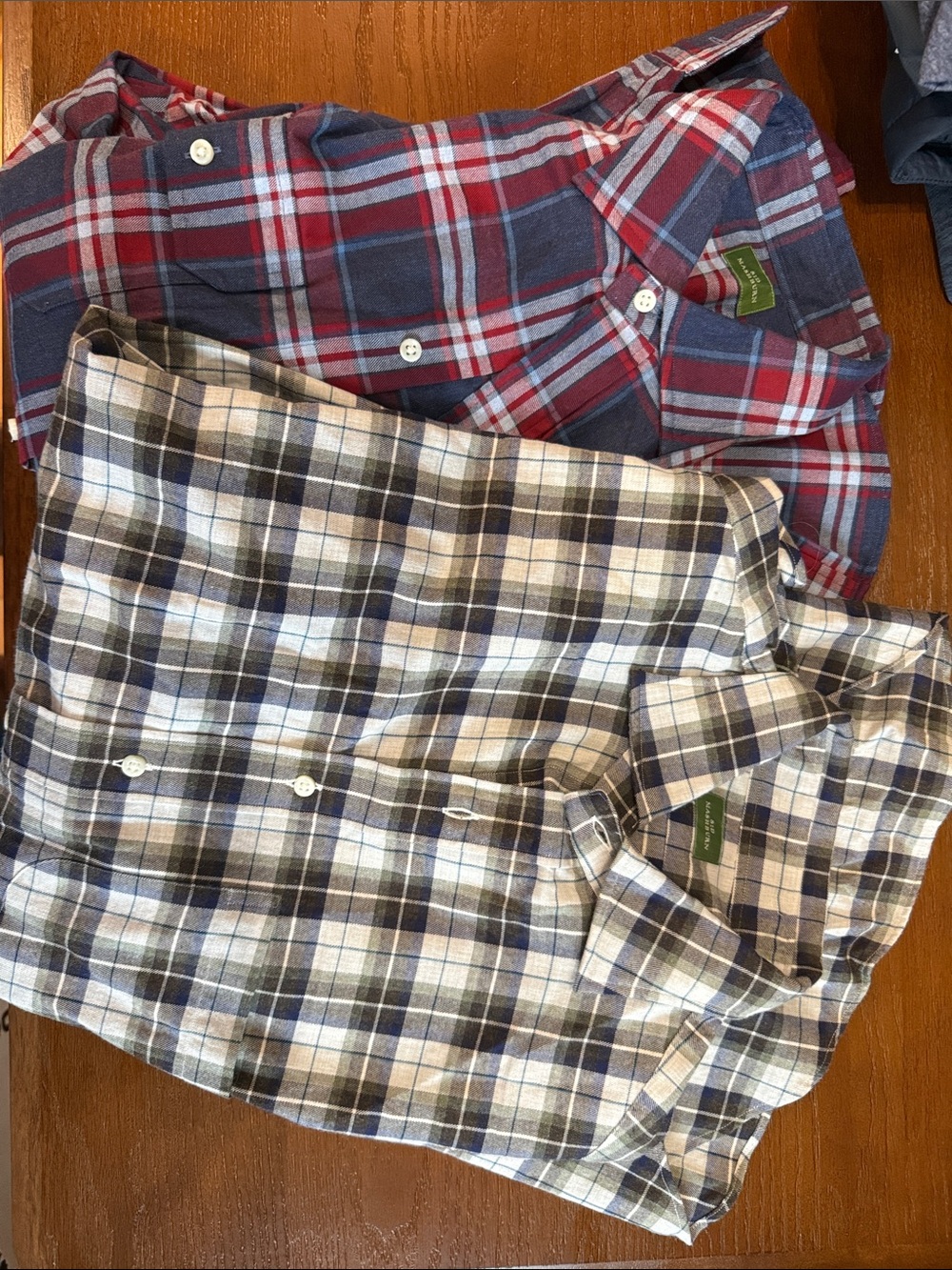 Bundle: 2 Sid Mashburn Red & Blue Plaid and Tan & Blue Plaid Button-Downs